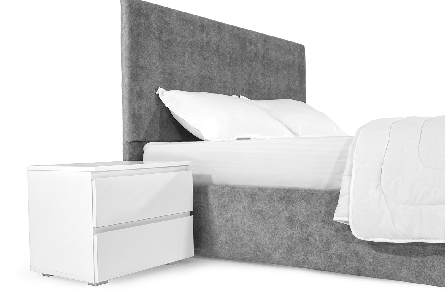 Кровать с матрасом Лаванда 160х200 (Светло-серый, велюр, без подъемного механизма) IMI lvnd-am160x200ssb фото